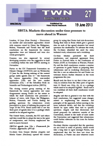 TWN Update No. 27: SBSTA: Markets discussion under time pressure to move ahead in Warsaw