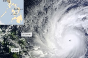Typhoon Hagupit is making landfall in the Philippines (photo: BBC)